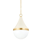 Ciara Large Pendant in Aged Brass / Soft Cream