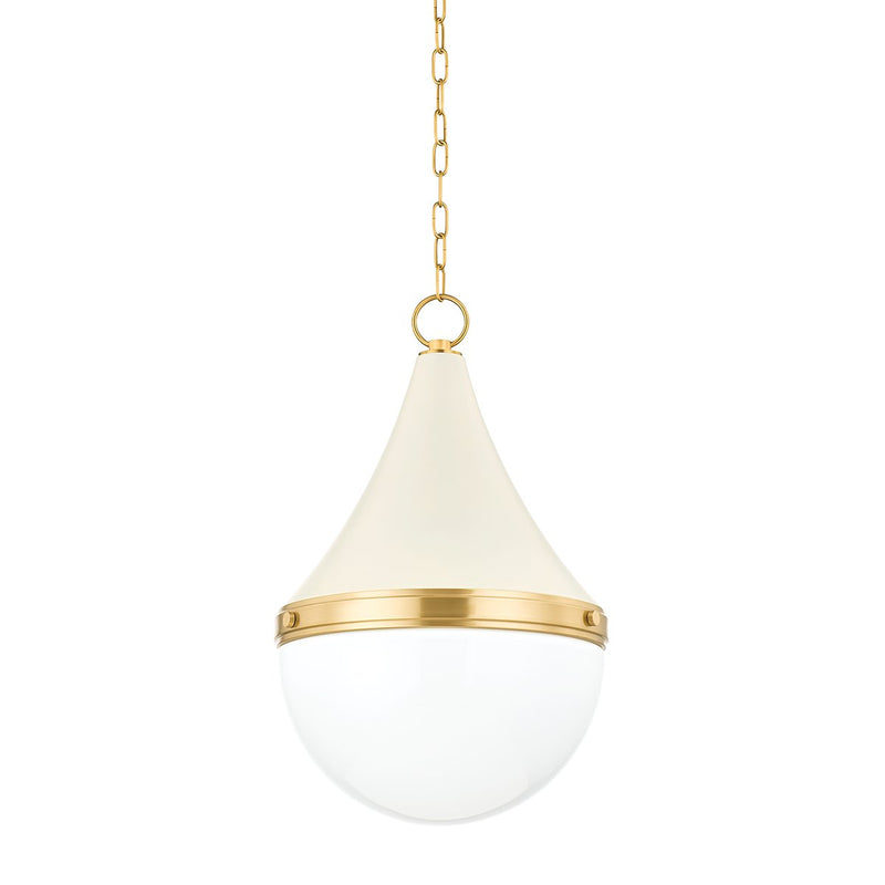 Ciara Large Pendant in Aged Brass / Soft Cream