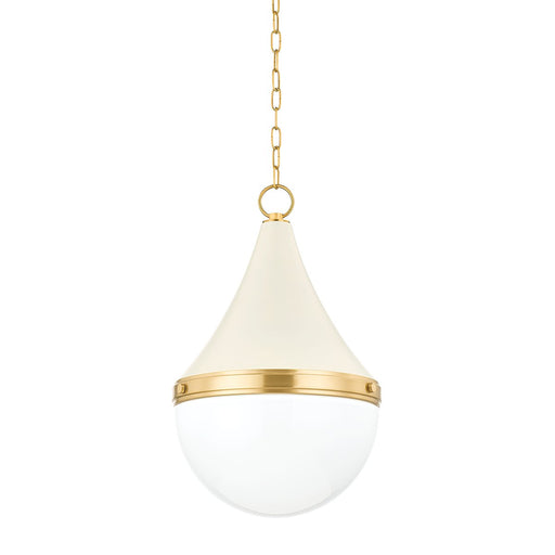 Ciara Large Pendant in Aged Brass / Soft Cream