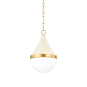 Ciara Small Pendant in Aged Brass / Soft Cream