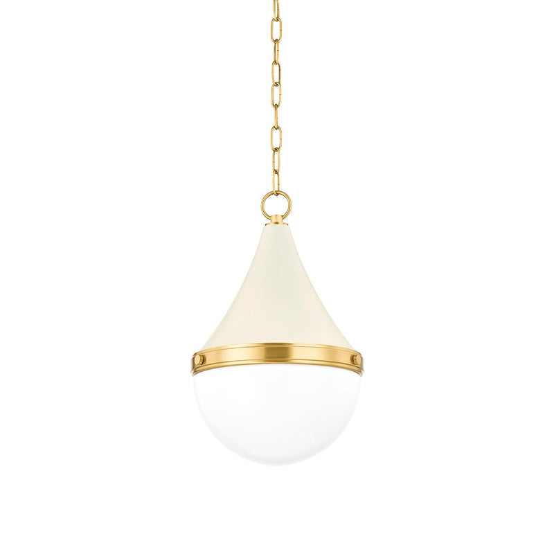 Ciara Small Pendant in Aged Brass / Soft Cream