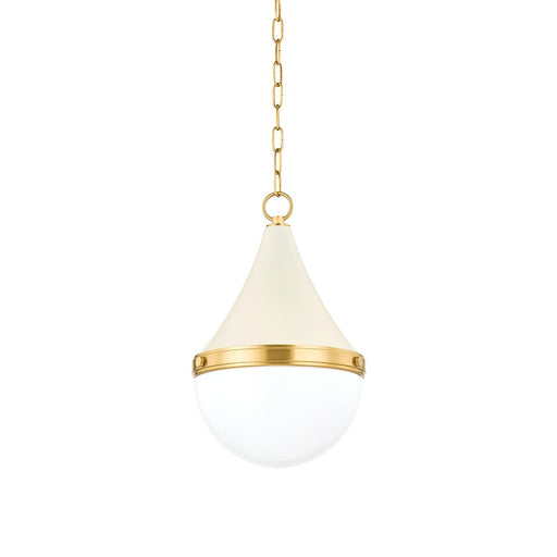 Ciara Small Pendant in Aged Brass / Soft Cream