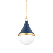 Ciara Small Pendant in Aged Brass / Soft Navy