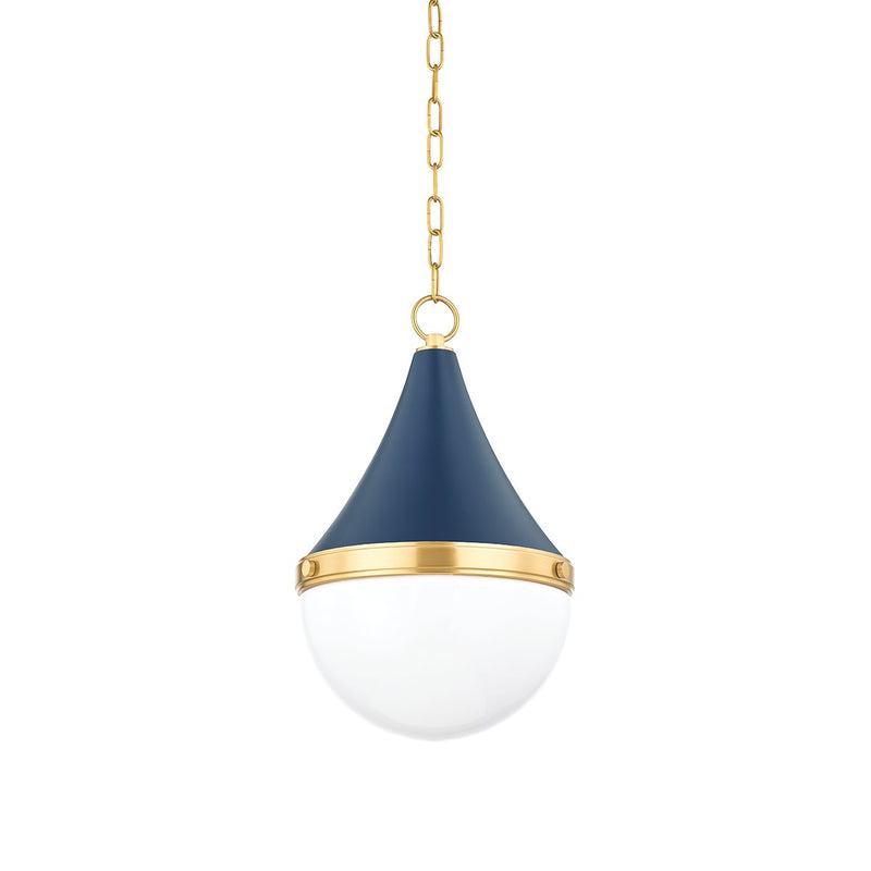 Ciara Small Pendant in Aged Brass / Soft Navy