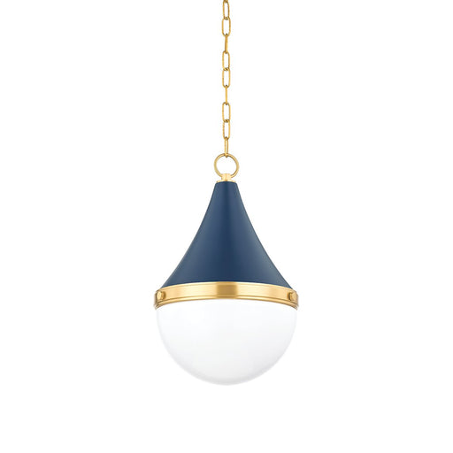 Ciara Small Pendant in Aged Brass / Soft Navy