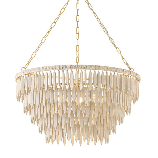 Tiffany 5-Light Chandelier in Aged Brass / Texture Cream