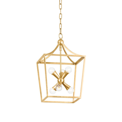 Kendall 6-Light Lantern Pendant in Vintage Gold Leaf