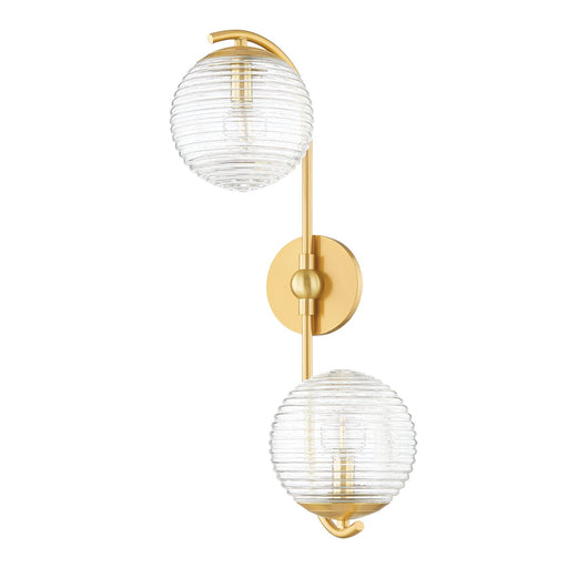 Sara 2-Light Wall Sconce in Aged Brass
