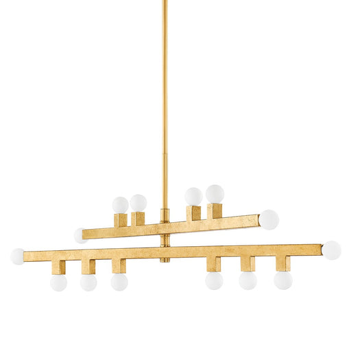 Sutter 14-Light Linear Chandelier in Vintage Gold Leaf