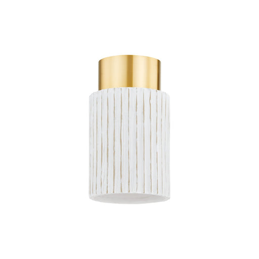 Corissa Flush Mount in Aged Brass / Ceramic Whitewash Bisque