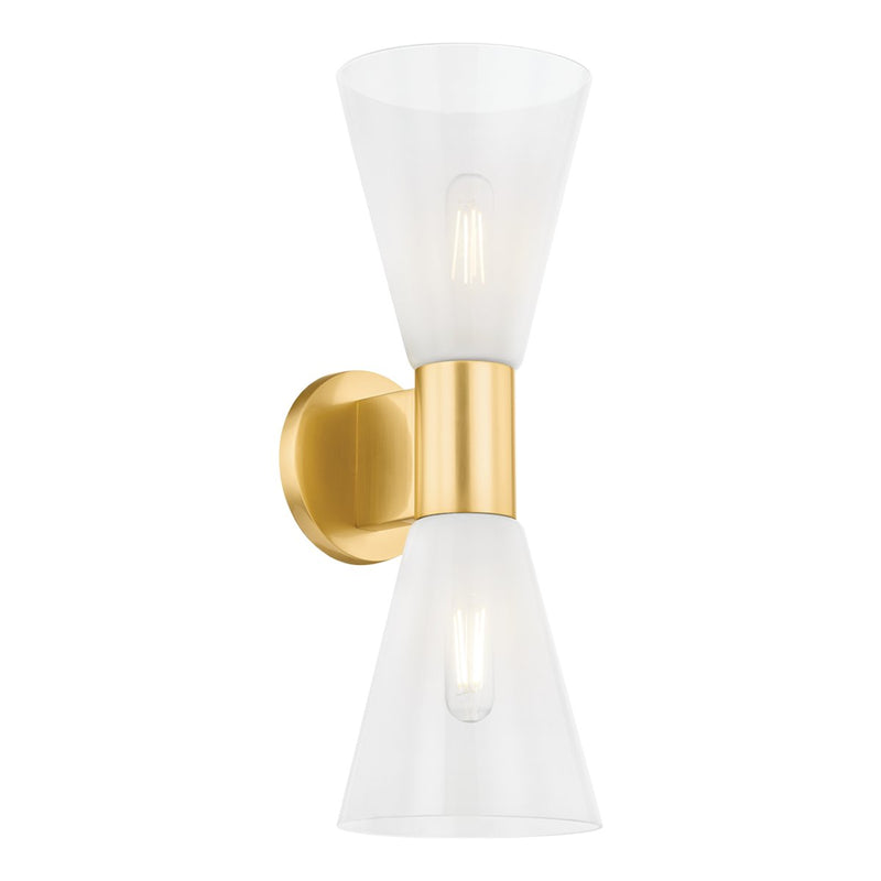 Alma 2-Light Wall Sconce in Aged Brass