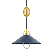Mariel Pendant in Aged Brass / Soft Navy