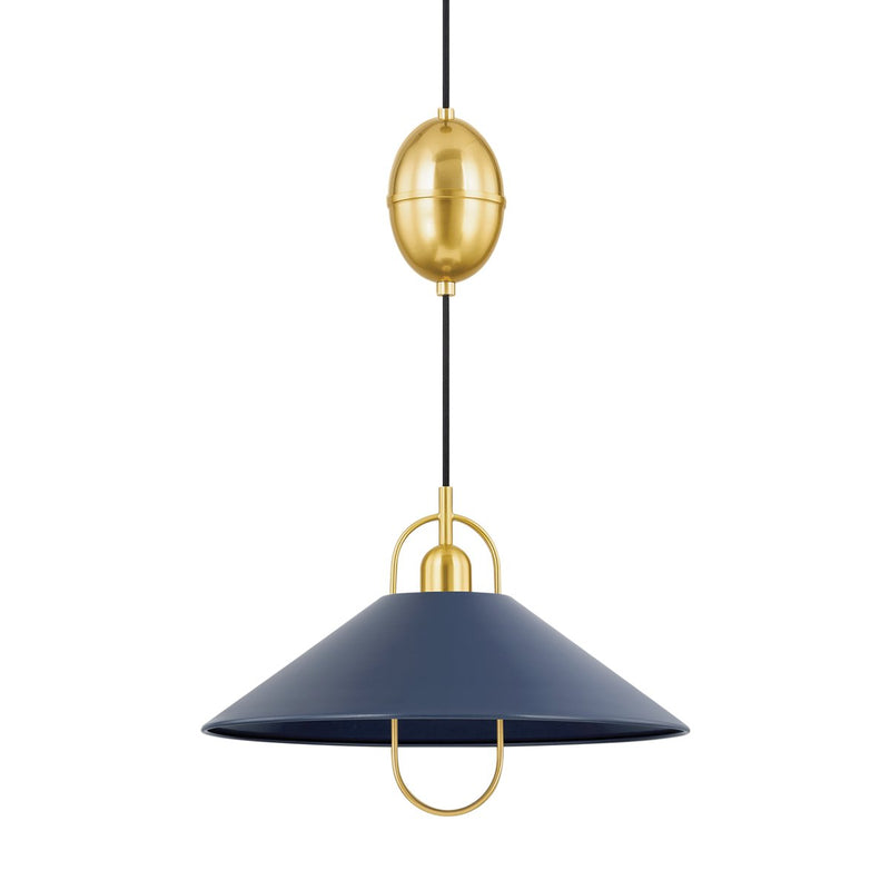 Mariel Pendant in Aged Brass / Soft Navy