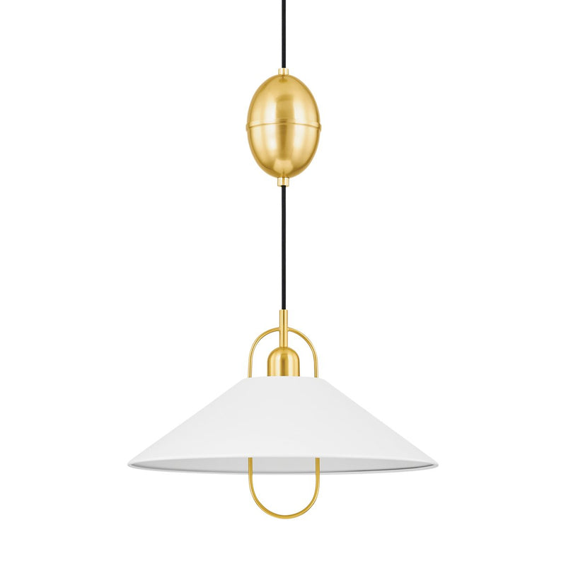 Mariel Pendant in Aged Brass / Soft White