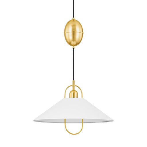 Mariel Pendant in Aged Brass / Soft White