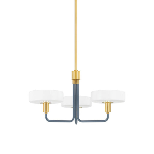 Aston 3-Light Chandelier in Aged Brass / Slate Blue