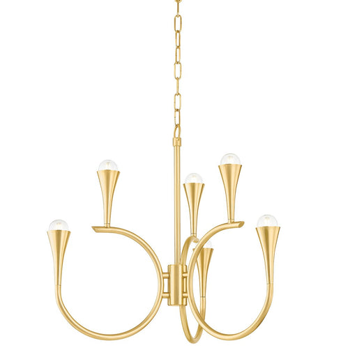 Aviana 6-Light Chandelier in Aged Brass
