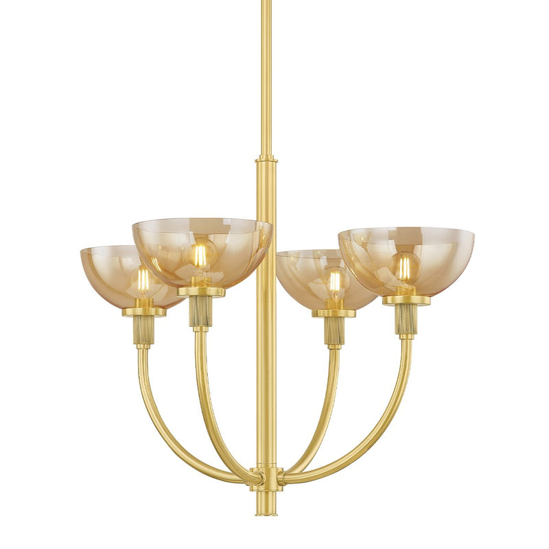 Eva 4-Light Chandelier in Aged Brass