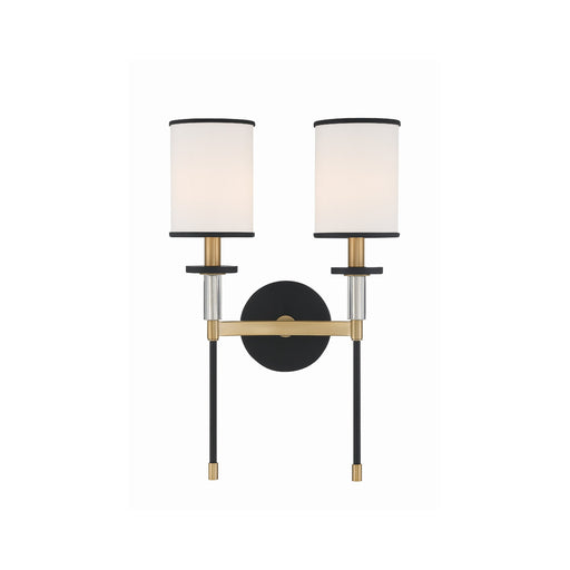 Hatfield 2 Light 12" Sconce in Black Forged + Vibrant Gold