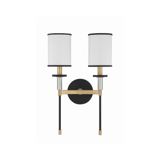 Hatfield 2 Light 12" Sconce in Black Forged + Vibrant Gold