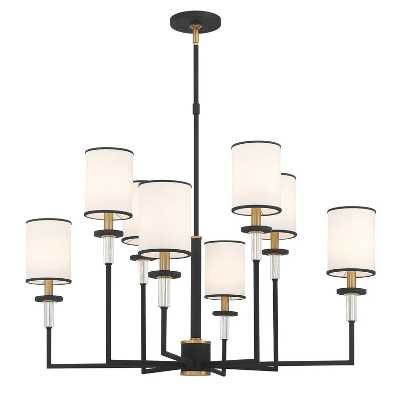Hatfield 8 Light 33.25" Chandelier in Black Forged + Vibrant Gold
