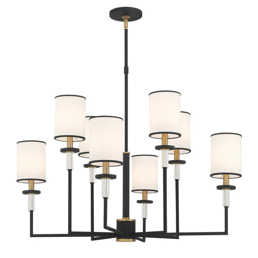 Hatfield 8 Light 33.25" Chandelier in Black Forged + Vibrant Gold