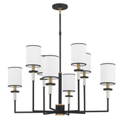 Hatfield 8 Light 33.25" Chandelier in Black Forged + Vibrant Gold