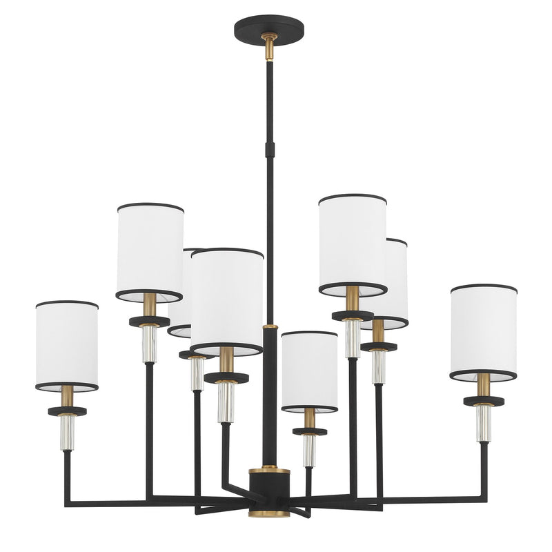 Hatfield 8 Light 33.25" Chandelier in Black Forged + Vibrant Gold