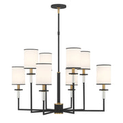 Hatfield 8 Light 33.25" Chandelier in Black Forged + Vibrant Gold