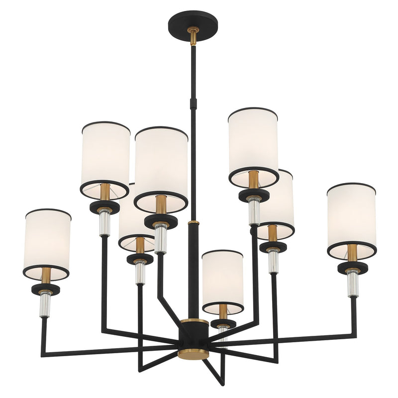Hatfield 8 Light 33.25" Chandelier in Black Forged + Vibrant Gold