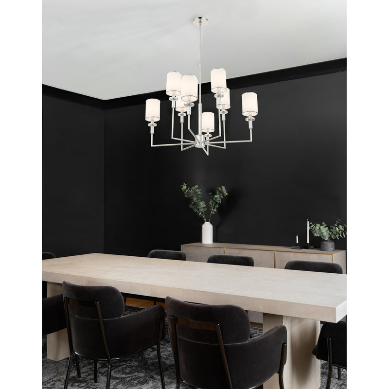 Hatfield 8 Light 33.25" Chandelier in Polished Nickel in a room setting