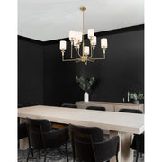 Hatfield 8 Light 33.25" Chandelier in Vibrant Gold in a room setting