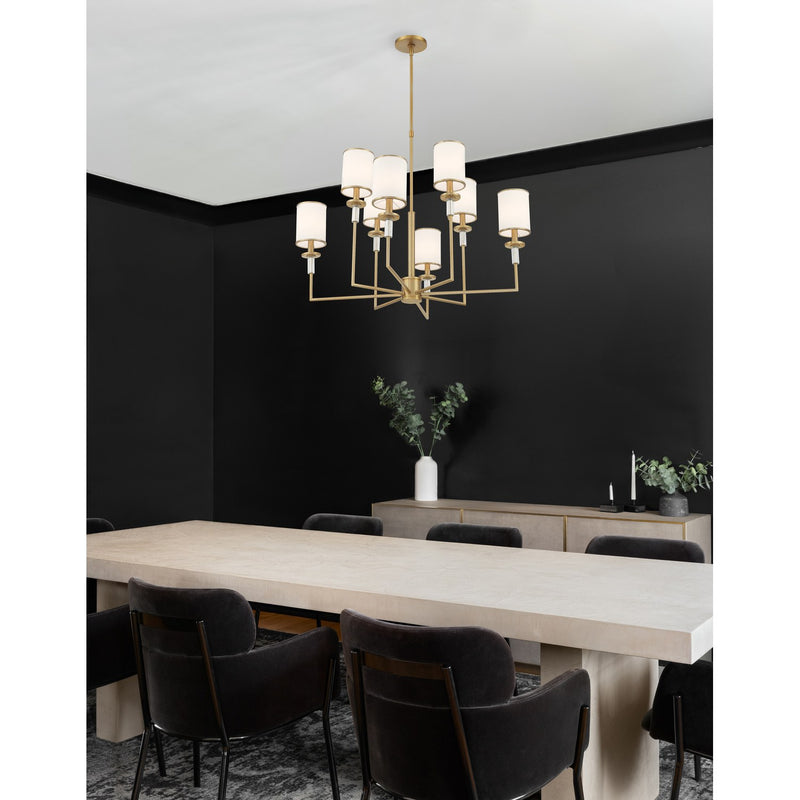 Hatfield 8 Light 33.25" Chandelier in Vibrant Gold in a room setting