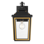 Hawkins 1 Light 7.25" Outdoor Sconce in Matte Black + Textured Gold