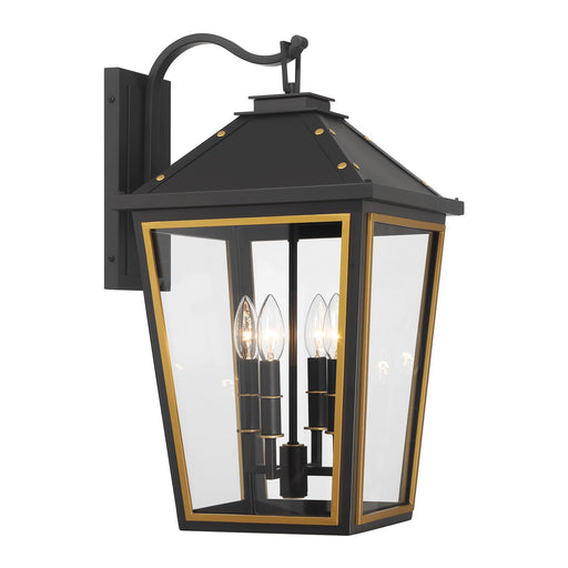 Hawkins 4 Light 12" Outdoor Sconce in Matte Black + Textured Gold