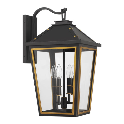 Hawkins 4 Light 12" Outdoor Sconce in Matte Black + Textured Gold