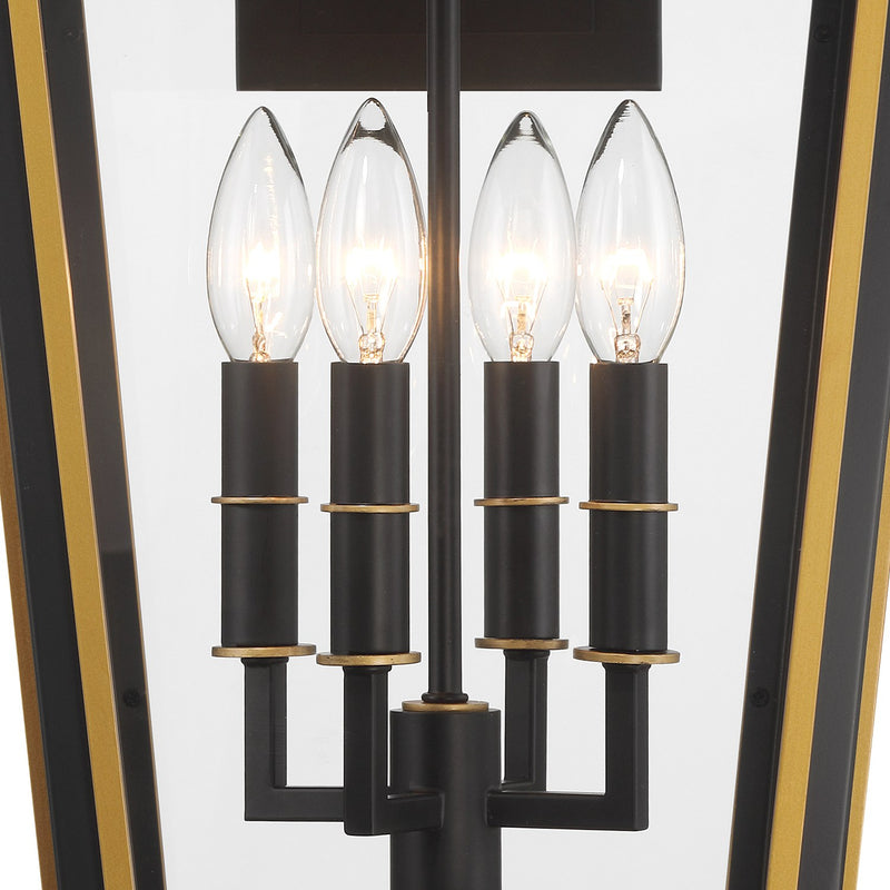 Hawkins 4 Light 12" Outdoor Sconce in Matte Black + Textured Gold