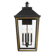 Hawkins 4 Light 15" Outdoor Sconce in Matte Black + Textured Gold