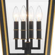 Hawkins 4 Light 12" Outdoor Pendant in Matte Black + Textured Gold