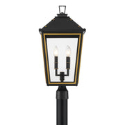 Hawkins 4 Light 12" Outdoor Post in Matte Black + Textured Gold