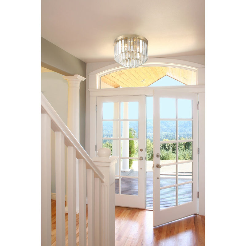 Hayes 4 Light 16" Flush Mount in Aged Brass in a room setting