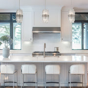Hayes 4 Light 8" Pendant in Polished Nickel in a room setting