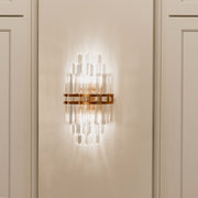 Hayes 2 Light 7.5" Sconce in Aged Brass in a room setting
