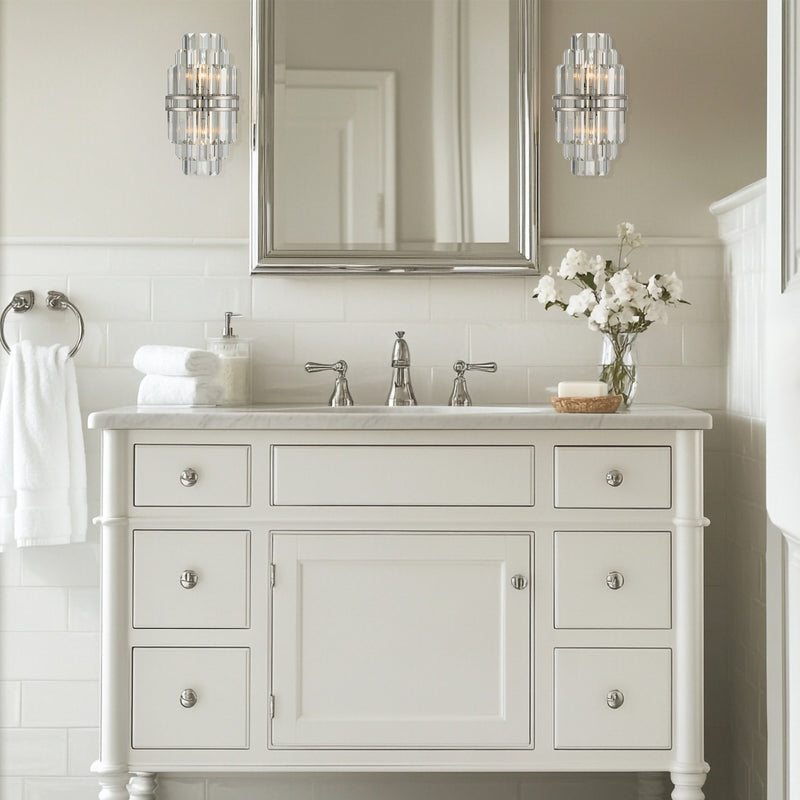 Hayes 2 Light 7.5" Sconce in Polished Nickel in a room setting