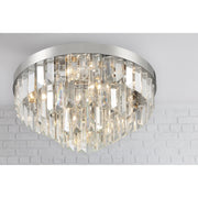 Hayes 8 Light 18" Flush Mount in Polished Nickel in a room setting