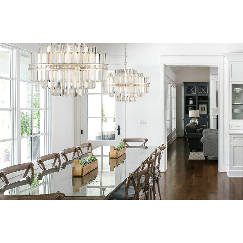 Hayes 12 Light 22" Pendant in Polished Nickel in a room setting