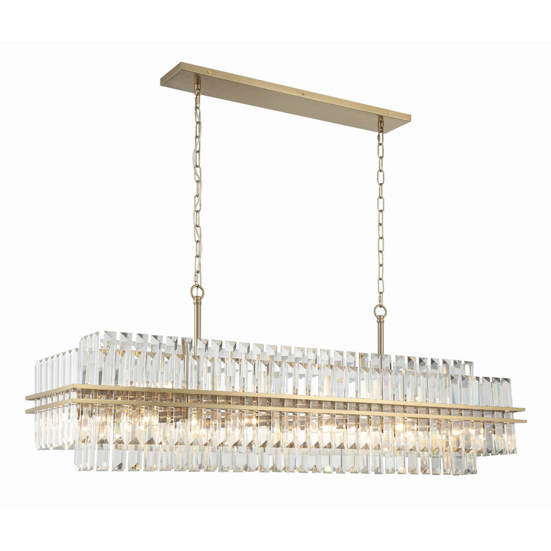 Hayes 16 Light 50" Linear Pendant in Aged Brass