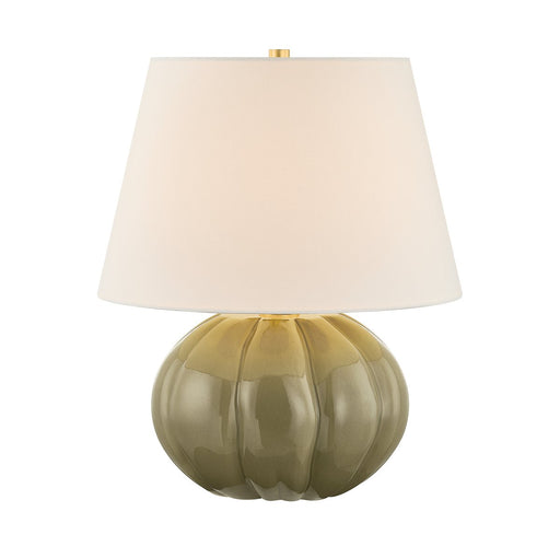 Beata Table Lamp in Aged Brass / Ceramic Harbour Grey Cackle