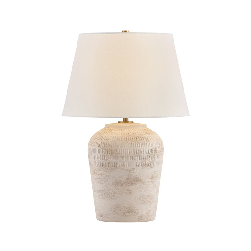Maddox Table Lamp in Patina Brass / Ceramic White Terracotta