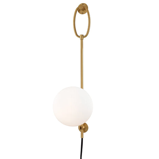 Gina Plug-In Swing Arm Wall Lamp in Aged Brass
